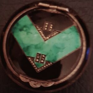Art Deco.Vintage.Brass w/Marcasite,Compact/ Pill Box
